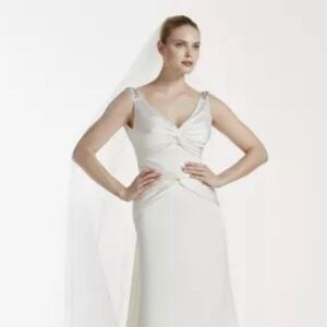Truly Zac Posen ruched ivory satin dress